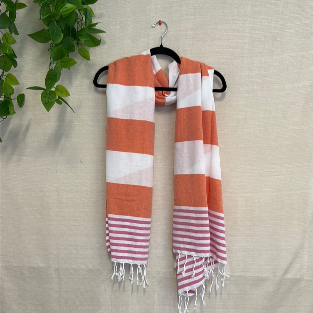 Source Unknown Orange and White Striped Scarf
